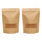 100 PCS Kraft Paper Zip Bags   Window Food Bag   Zip Packaging Bags