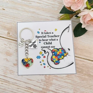 Gifts For Special Needs Teacher SEN Autism Awareness Keyring ASD Gift - Picture 1 of 1