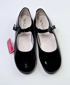 Girls Size 11.5 Nina "Bonnett" Mary-Jane style, Memory Form Black Dress Shoe - Picture 1 of 13