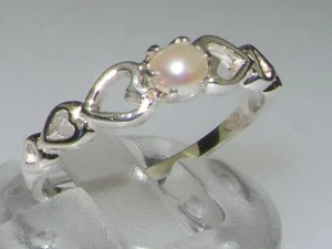 9ct White Gold Cultured Pearl Womens Solitaire Ring - Sizes J to Z - Picture 1 of 1