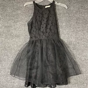 Abercrombie Fitch Kids Dress Girls L Black Zip Up Crochet Fit Flare Sleeveless - Picture 1 of 13