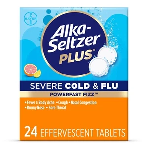 Alka-Seltzer Plus Powerfast Fizz Severe Cold & Flu Medicine 24 Count - Picture 1 of 4