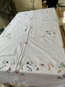 VINTAGE NEW COTTON QUEEN DUVET COVER EMBROIDERED Butterflies FLOWERS 86"x66"
