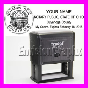 Timbro gomma autoinchiostrante ufficiale personalizzato NOTAIO PUBBLICO OHIO T4931 nero - Foto 1 di 6