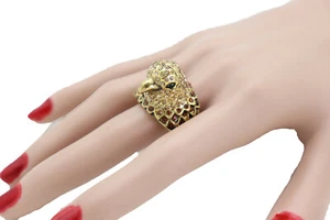 Lustiger Damen Gold Metall Ring Schmuck Vogel Kopf Adler Stretch Band Exklusive Mode - Bild 1 von 12
