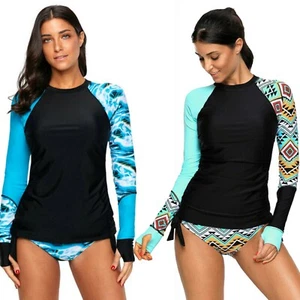 Costume da bagno donna 2 pezzi protezione antieruzione UV manica lunga surf muta - Foto 1 di 17
