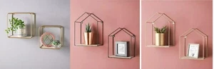 Juego de 2 Estantes de Pared de Alambre de Metal - Forma de Hogar y Cuadrado - Expositor de Almacenamiento Moderno - Imagen 1 de 10