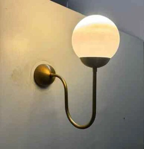 Elegant Brass Milky Ball Wall Lamp Inspired Lighting for Home Decor - Picture 1 of 6