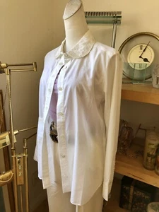 Tsumori Chisato White Blouse Shirt Long sleeves Glitter Accents Size 2 - Picture 1 of 6
