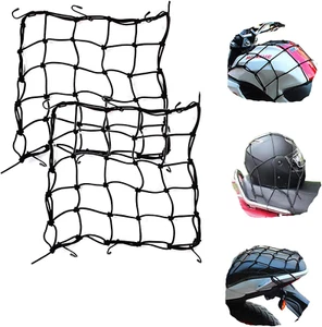 2x Motorcycle Cargo Net 15"x15" with 6 Hooks Elastic Bungee Luggage - Picture 1 of 5