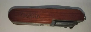 Multi-tool Pocket Knife Calvin Kansas Buffalo Engraved  On Wood  Handle - Picture 1 of 7