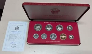 Malta: 1976 Proof Set of 9 coins. Cased with Certificate - Picture 1 of 2