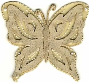 1 3/4" Ivory Cream Two Layer Butterfly Top Wings are movable Embroidery patch - Picture 1 of 1