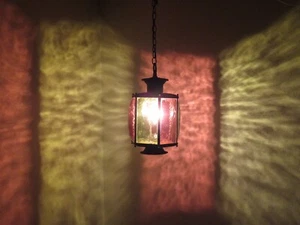 Brass Lantern Pendant Bubble Glass Panels 42” Length - Picture 1 of 6