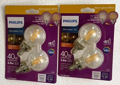Philips 40W Clear G16.5 Indoor/Outdoor LED Light Bulbs Candelabra Base Dimmable - Image 1 of 2