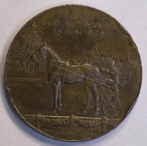 1908 KAISER WIENER TRABRENN VEREIN HORSE RACE MEDAL VIENNA AUSTRIA TROTTING CLUB - Picture 1 of 11