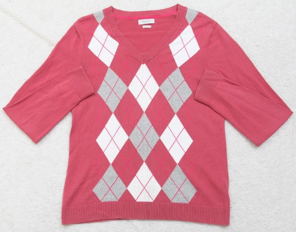 Suéter Van Heusen Manga Larga Para Mujer Mediano Cuello en V Algodón Rojo Blanco Gris WS592 Foto 1 de 4