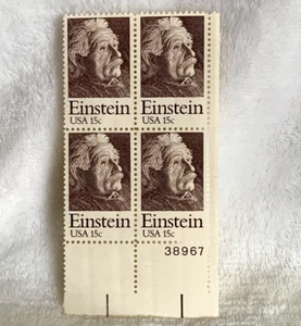 1979 US Postage Stamp Albert Einstein Plate Block Of 4 15c Scott #1774 - Picture 1 of 7