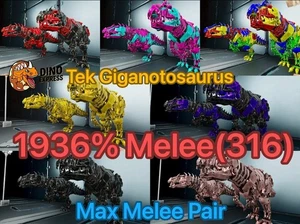 Tek Giganotosaurus Pair, 1936% Max Melee, 100% Imprinted ASA Survival Ascended - Picture 1 of 8