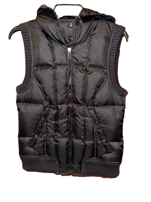 Chaleco acolchado Esprit acolchado acolchado con capucha para mujer talla 8 negro poliéster cremallera completa a presión Foto 1 de 4