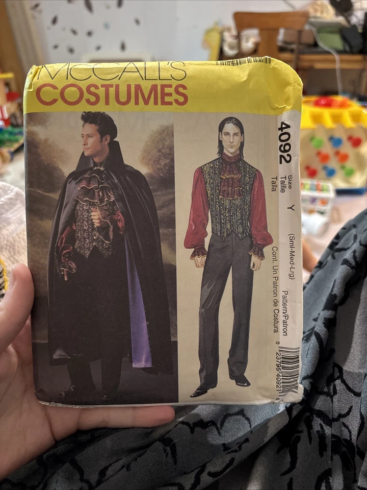 McCall's Pattern #4092 Vampire Cape Vest Shirt Jabot Men's S,m,l - Image 1 of 1