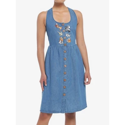 Disney Bambi & Friends Denim Button Front Dress Womens Medium Cute Oversized - Image 1 of 4