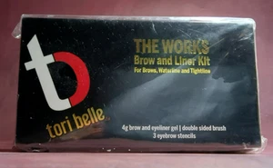 THE WORKS TORI BELLE Brow and Liner Kit ~ BLACK / Eyebrow Gel Stencils & Brush - Picture 1 of 2