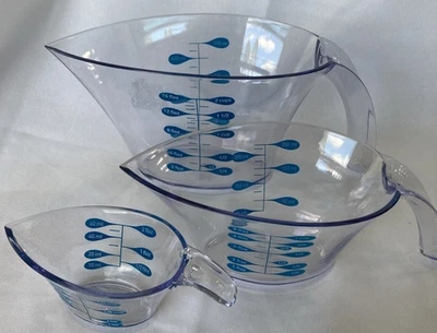 Trudeau Set of 3 Measuring Cups Clear Plastic US Customary and Metric - Image 1 of 4