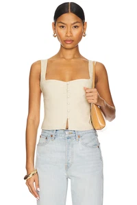 Revolve Jess Top Tularosa beige button up blouse size M NWT $139 Msrp - Picture 1 of 9