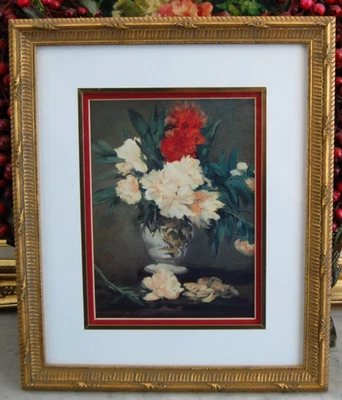复古带框垫 Edouard Manet 'S "小脚踏上的 Peonies Vase on a Small Pedestal (1864) — 第 1/4 张图片