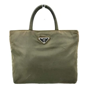 PRADA Tessuto Logo Nylon Shoulder Bag Hand Bag Khaki Authentic - Picture 1 of 12