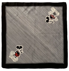 Walt Disney Productions Mickey & Minnie Mouse Black & White Striped Handkerchief - Picture 1 of 10