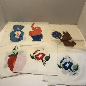 13 Finished Artex Painted Picture on Fabric Flowers Fruits Animals - Picture 1 of 15