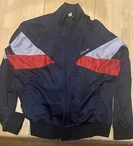 Chaqueta de Pista Adidas XL Trifolio De Colección Negra Roja Gris Hecha en EE. UU. Años 80 Hip Hop - Imagen 1 de 6