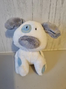 Next Puppy Dog Soft Toy Blue Patch Comforter Grey Ears Plush Small Approx 6" - Picture 1 of 11