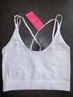 BNWT LADIES M&S B BY BOUTIQUE WHITE RIBBED CROPPED BRA TOP MEDIUM.