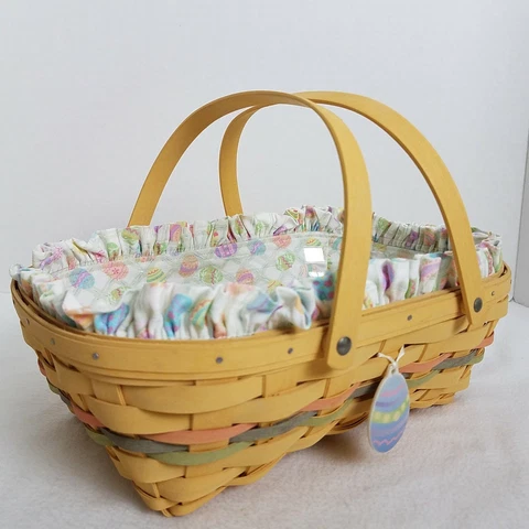 Longaberger 2005 Sunwashed Easter Basket+Prot+Easter Egg Liner+Tie On*19th Ed Cover