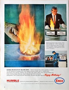 Humble oil burns on ice ENCO happy motoring 1964 Vintage Print Ad - Picture 1 of 1