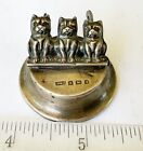 Antique Victorian Silver Place Card Holder, Three Dogs
