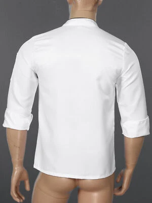 Men Short Sleeve Chef Coat Jacket Restaurant Kitchen Workwear Cooking Uniform - Image 1 of 3