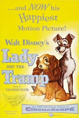 1955 Walt Disneys Lady And The Tramp Movie Poster Print Darling Jock Bull 🍿