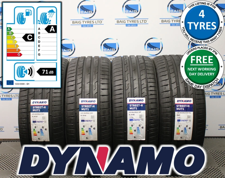 2 40 18 DYNAMO 92Y XL 225/40ZR18 TYRES C A RATED 2254018