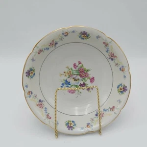 Vtg Royal Bayreuth Bavaria Germany-Floral Rim&Center, Gold Trim-Serving Bowl - Picture 1 of 5