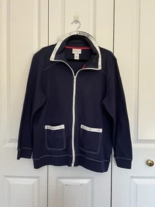 Alfred Dunner Navy Nautical USA Zip Lightweight Jacket White Accents -Women's 20 - Picture 1 of 15