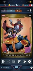 Topps Marvel Collect Cosmic Chaos 25' Star Lord & Thanos Epic - Bild 1 von 3