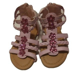 Sandalias Swiggles Niñas Pequeñas Rosa Flor Estrás y Cremallera Trasera Talla S - Imagen 1 de 5