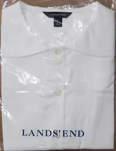 Lands' End Donna 8 - Camicia Uniforme Camicia Marittima Bianco Croccante Collare Marinaio - Foto 1 di 3