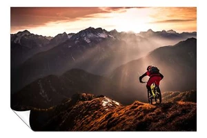 Mountain Bike Sunset Adventure Artistic Poster Wall Art Home Decor - Picture 1 of 4