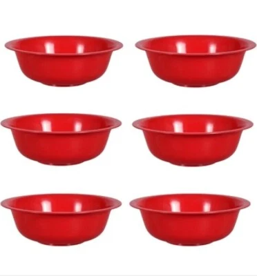 Paquete de 6 tazones de sopa de cereales de 6,5" de ancho de plástico sin BPA 2,5 tazas rojas envío gratuito Foto 1 de 4