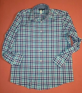 blau kariertes Croft & Barrow Stretch Kragen Langarm Knopfleiste Hemd 34/35 - Bild 1 von 7